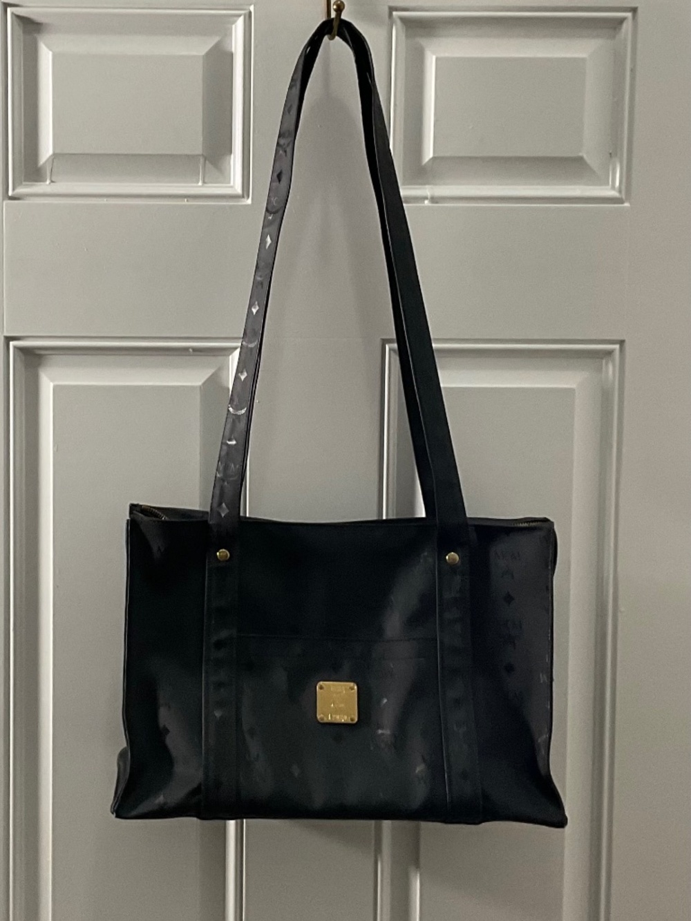 MCM Shoulder Bag Medium Black Canvas Monogram 12828.